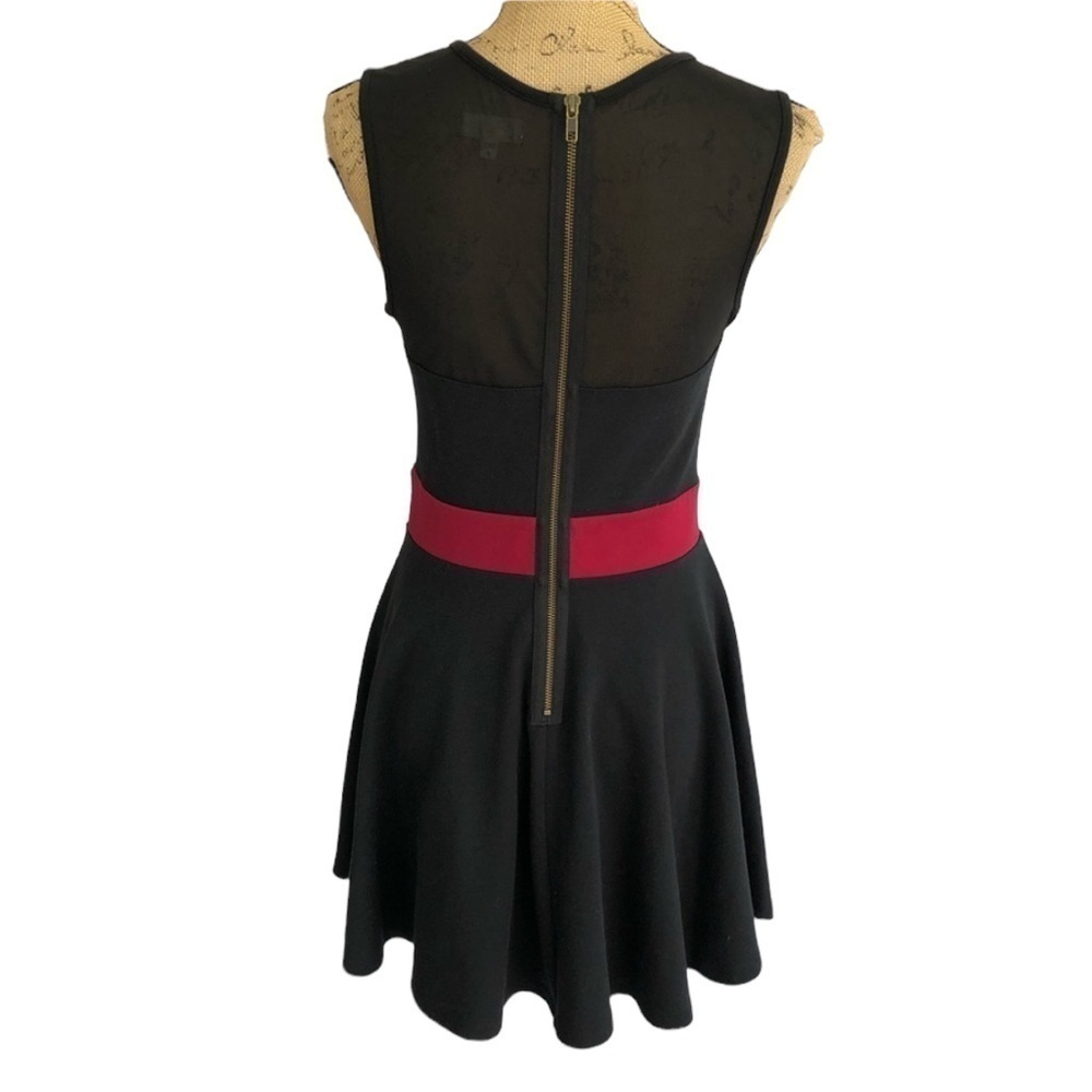 OLSENBOYE Sexy Mesh Front Ponte Swing Dress - Picture 4 of 9